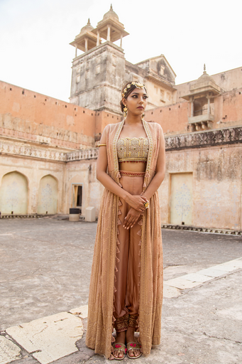 Peach coloured poncho set