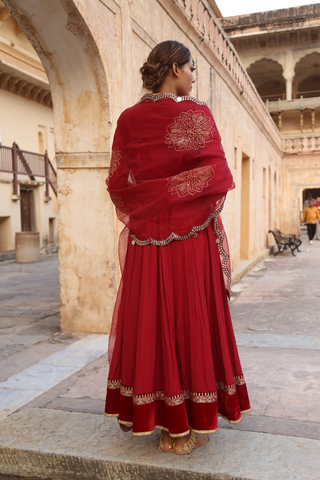 Anarkali with velvet blouse