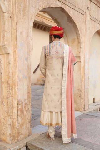 Ivory embroidered sherwani