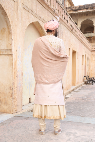 Ivory coloured embroidered sherwani