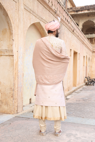 Ivory coloured embroidered sherwani