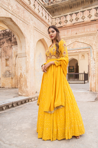 ochre Lucknowi anarkali