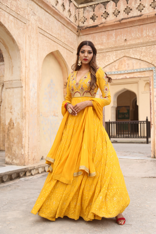 ochre Lucknowi anarkali