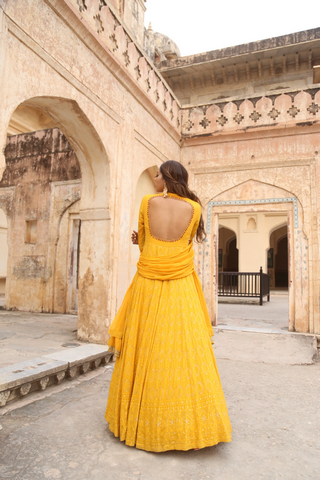 ochre Lucknowi anarkali