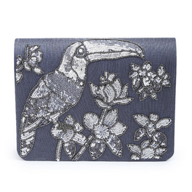 Sequin Toucan grey clutch