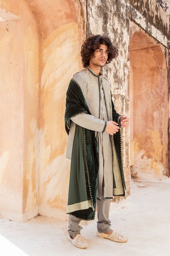 Sage green kurta jacket set