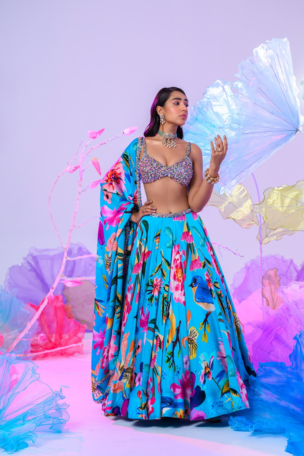 Aqua Print Lehenga