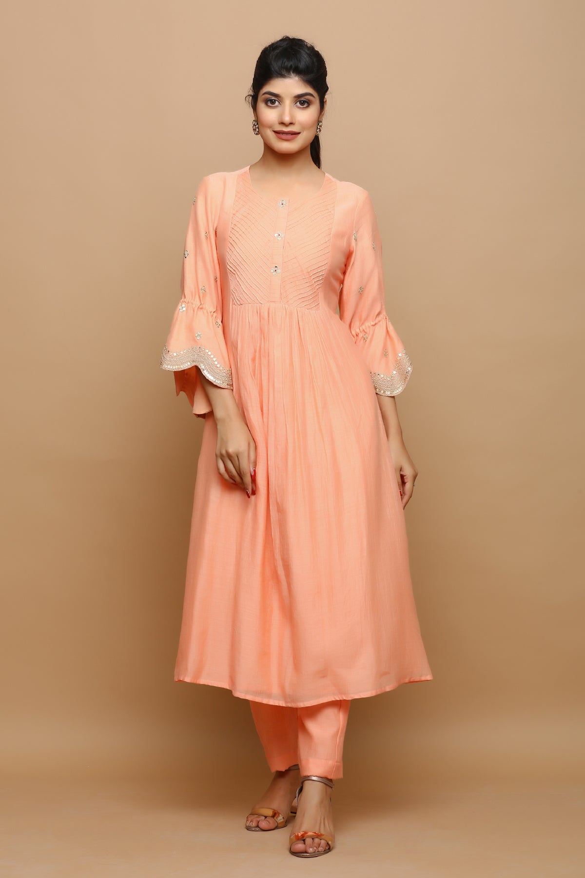 Chanderi kurta with scallop