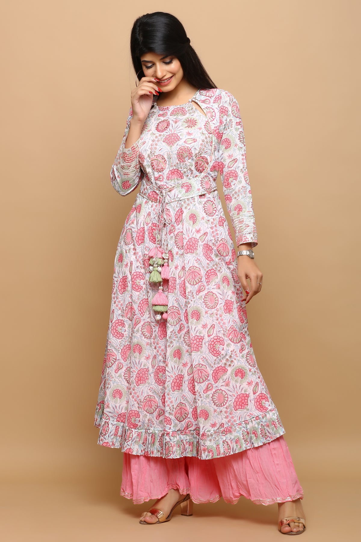 Block Printed Angrakha Kurta