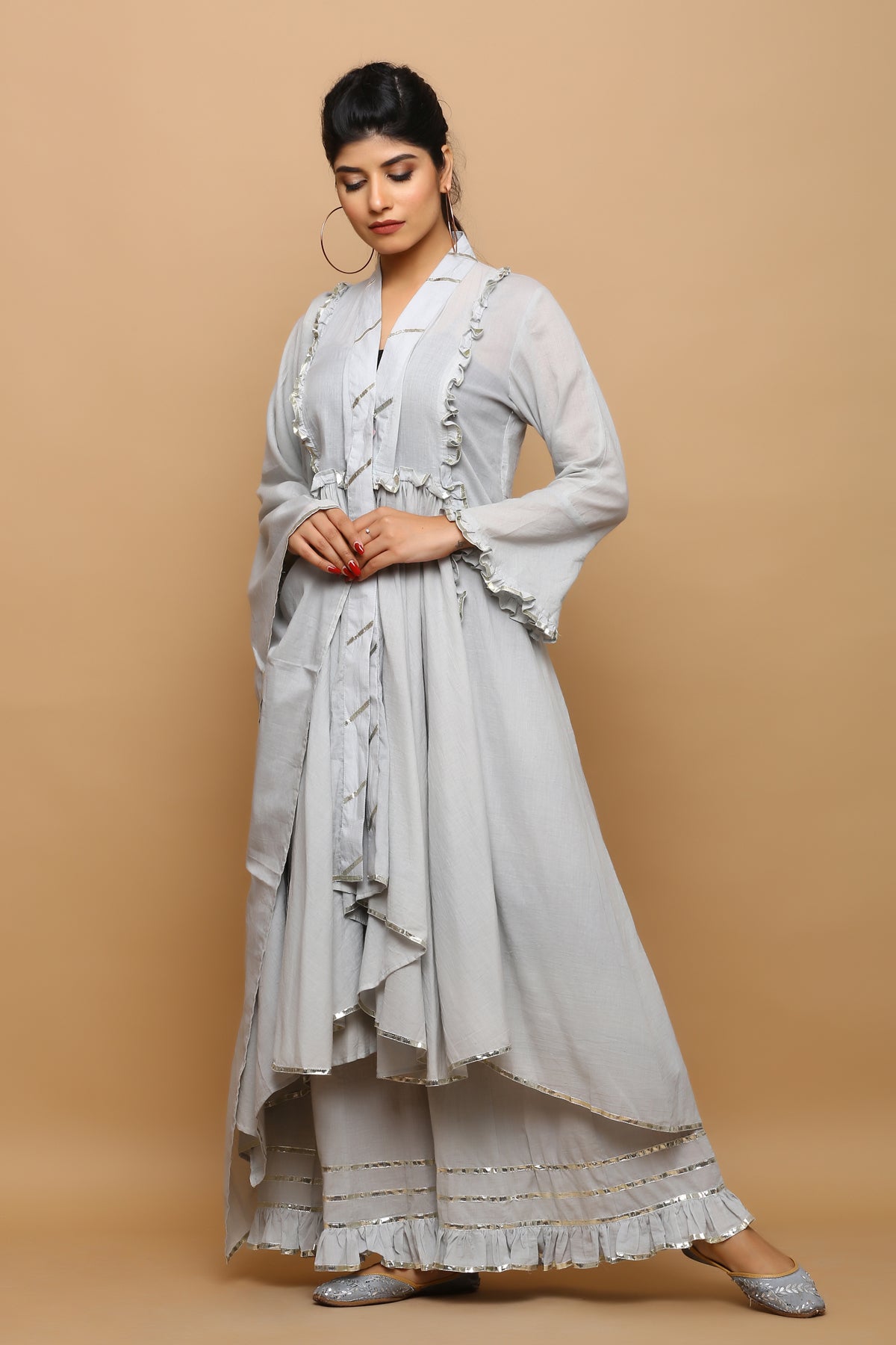 Gathered kurta with inner and palzzo