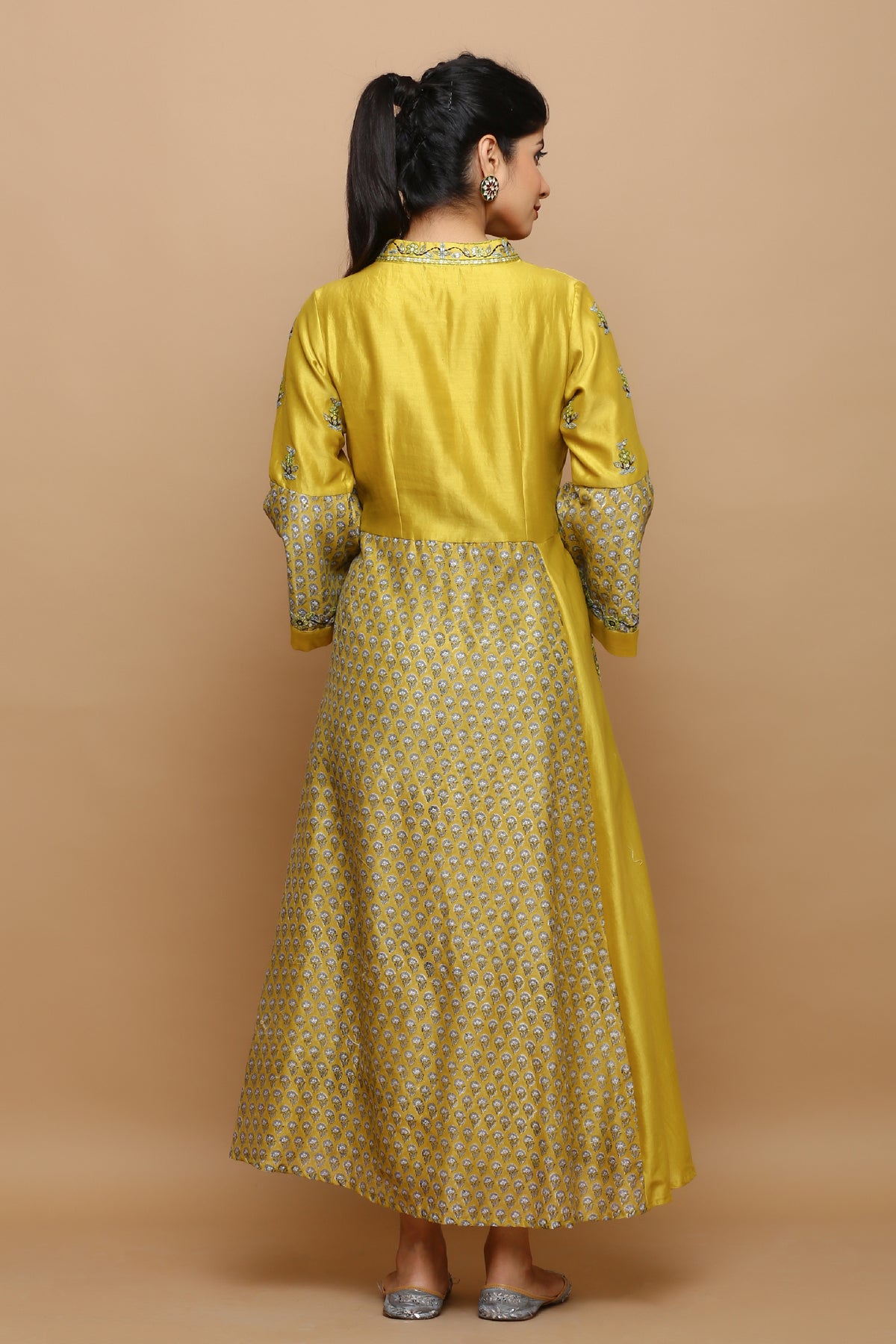 Mustard block printed dress