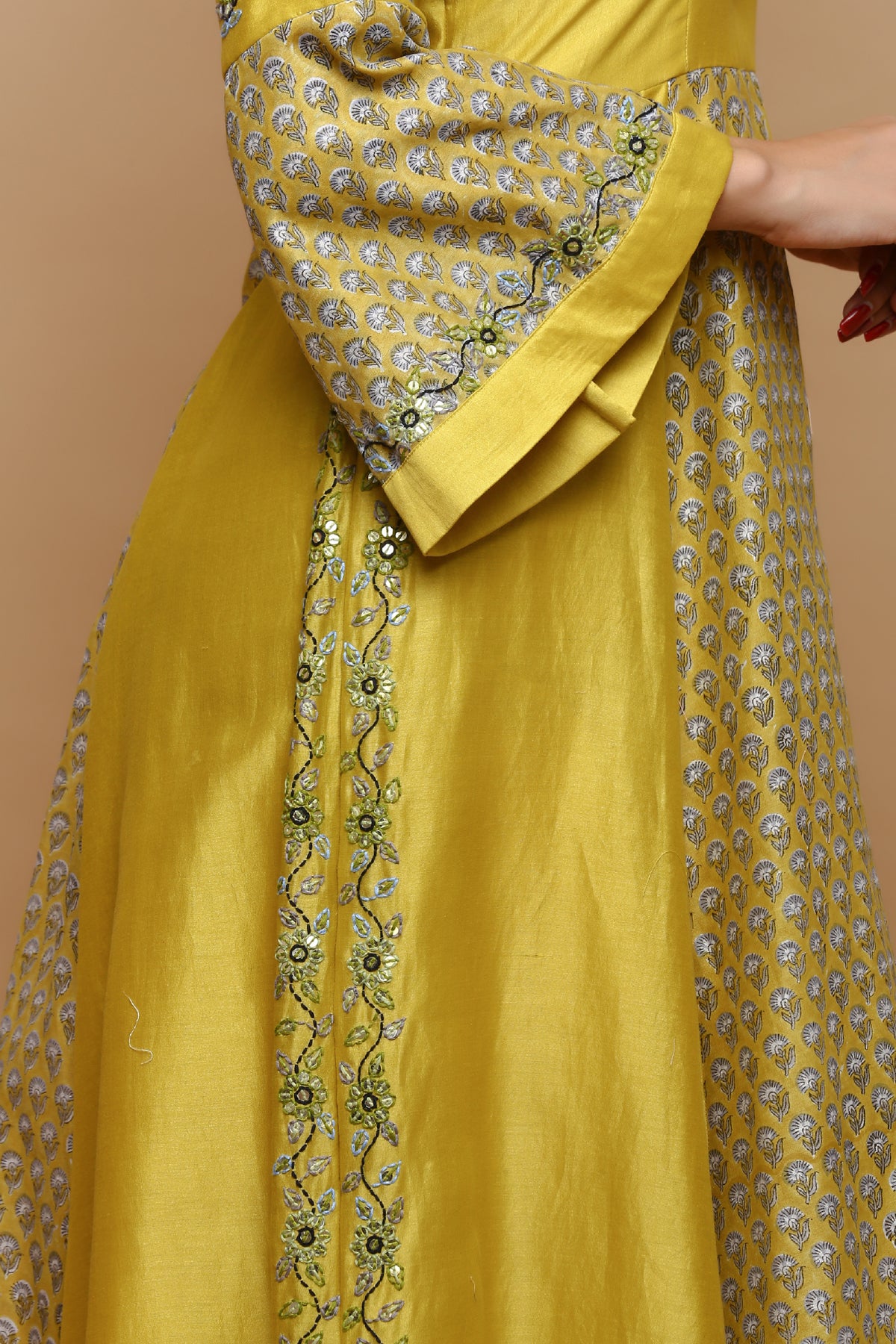 Mustard block printed dress