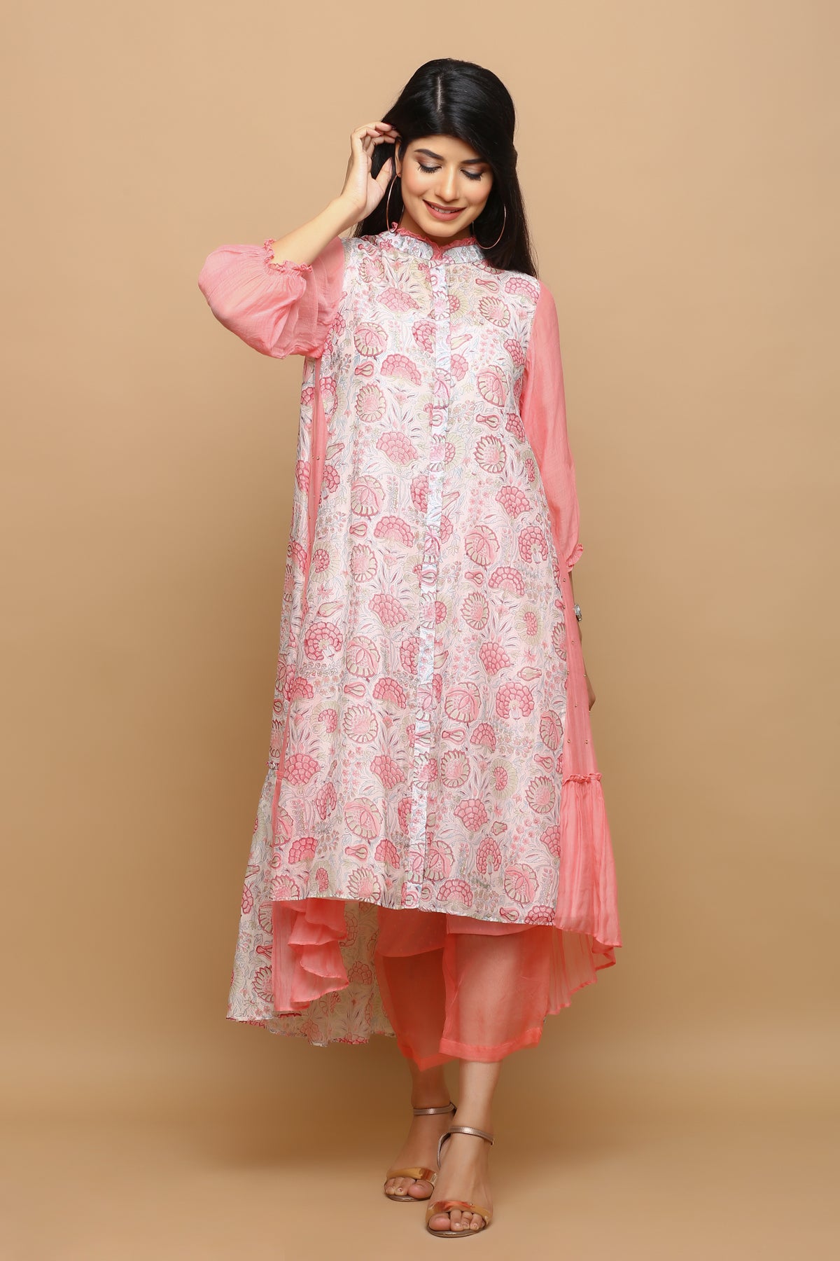 Kurta with chanderi on both sides