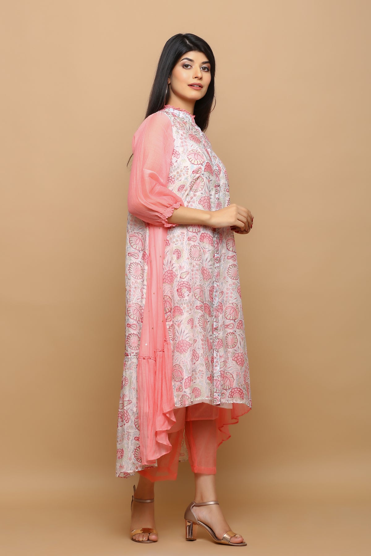 Kurta with chanderi on both sides