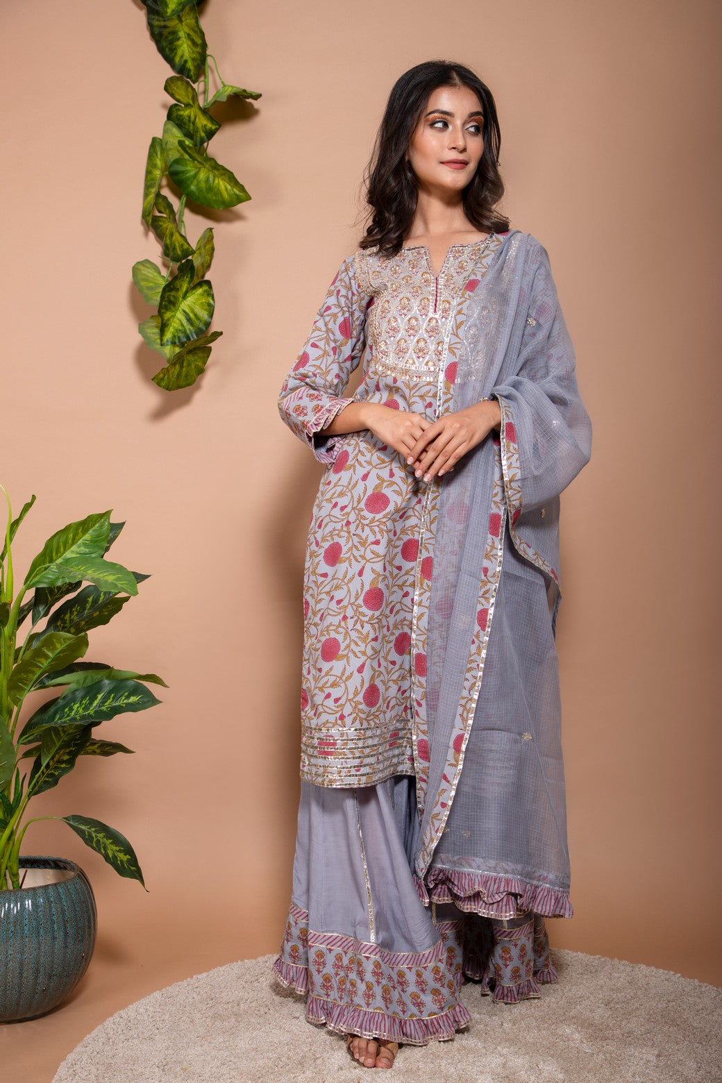 Block printed kurta with patch work