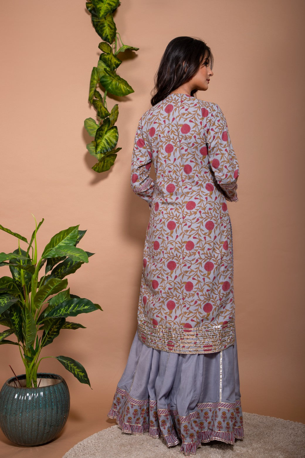 Block printed kurta with patch work