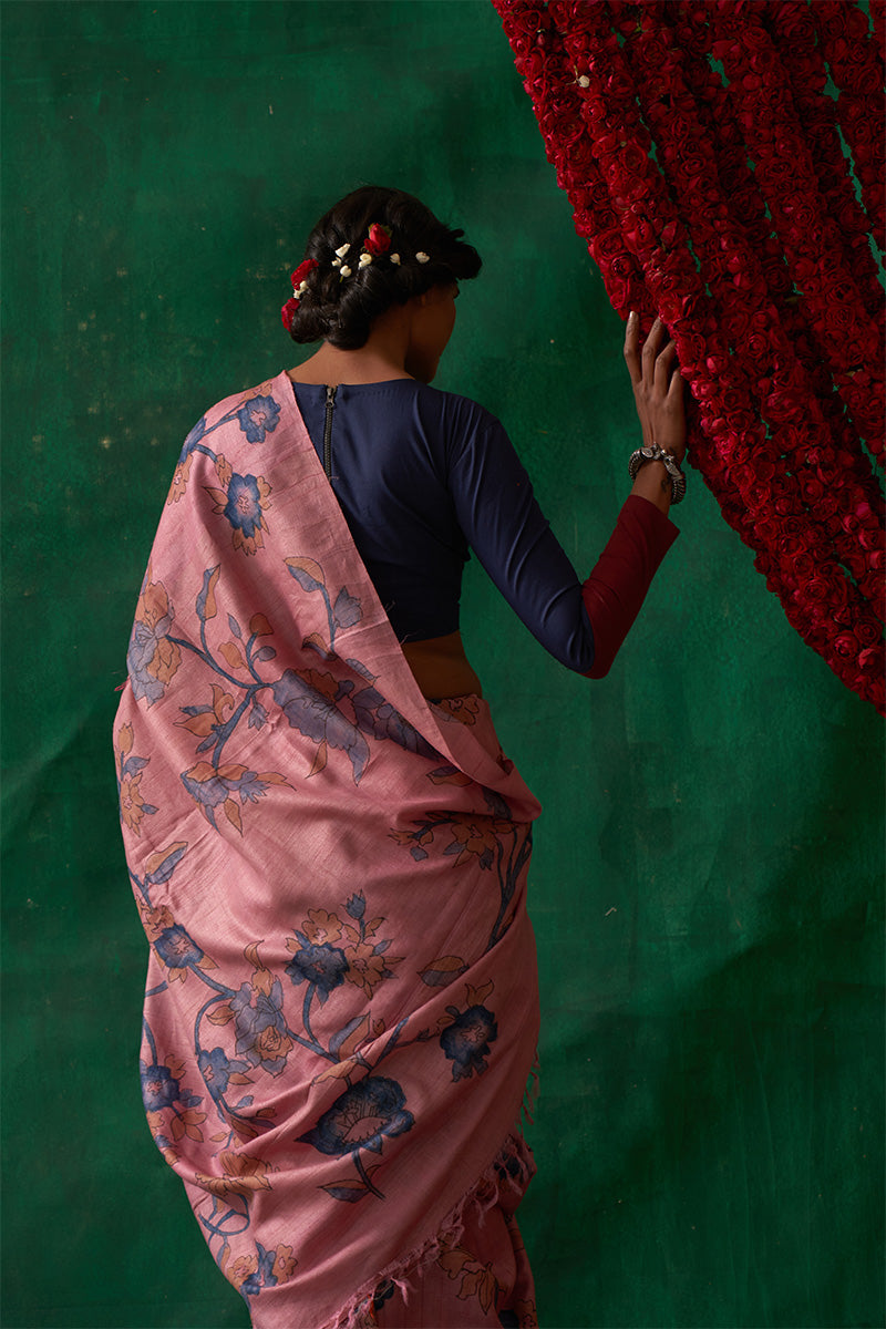 Nayika' Kalamkari Pure Tussar Silk Saree