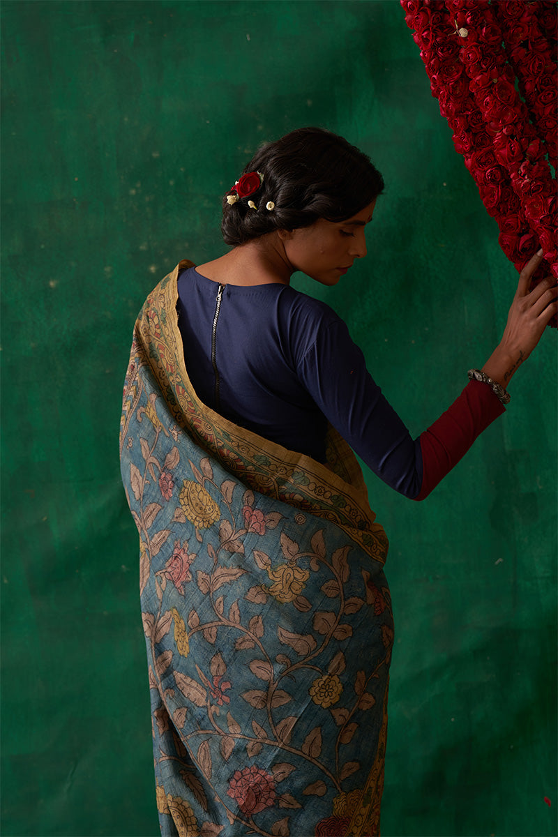 Rasika' Kalamkari Pure Tussar Silk Saree