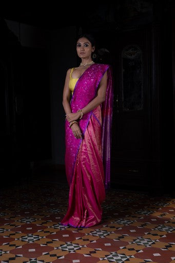 Pushp Rekha' Rani Tanchoi Zari Pure Silk Benarasi Handloom Sari