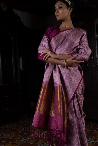 Pushpavali' Tanchoi Zari Pure Silk Benarasi Handloom Sari