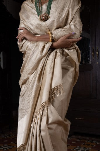 Billori Anchal' Gulabi Geometric Zari Pure Silk Benarasi Handloon Sari