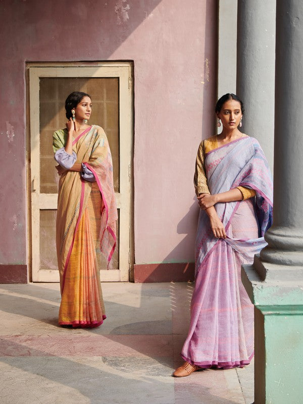 SAKSHI'  Linen Handloom Sari