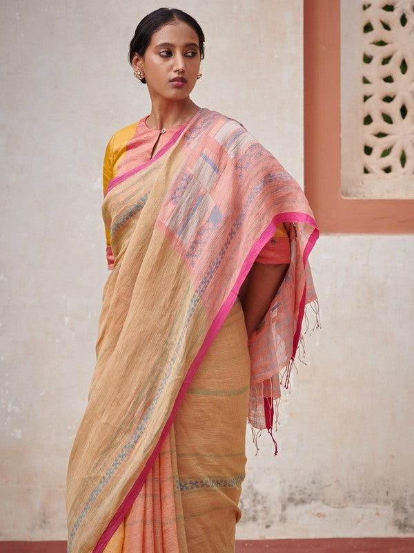 MANYA'  Linen Handloom Sari