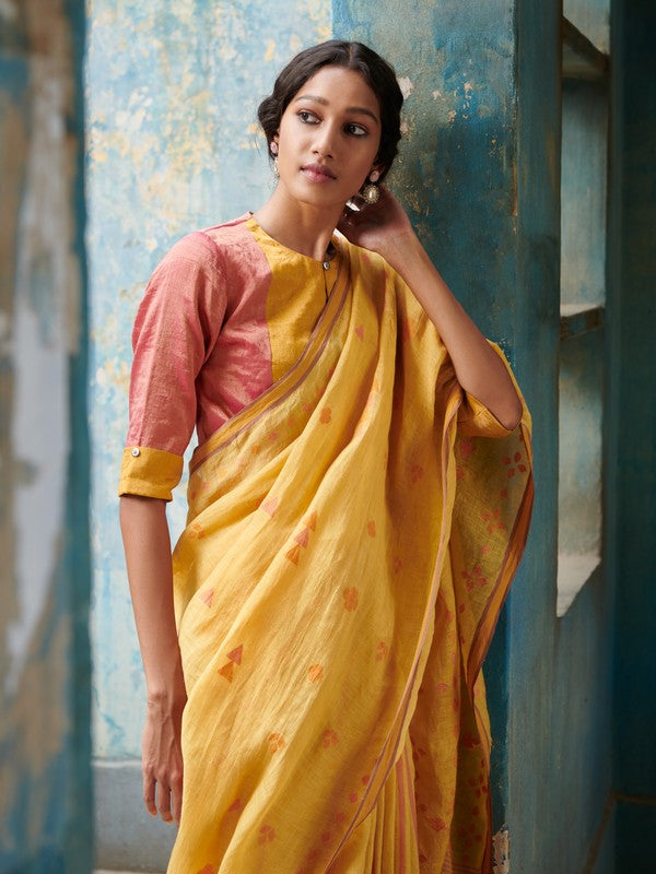 ALKA'  Jamdani Linen Handloom Sari