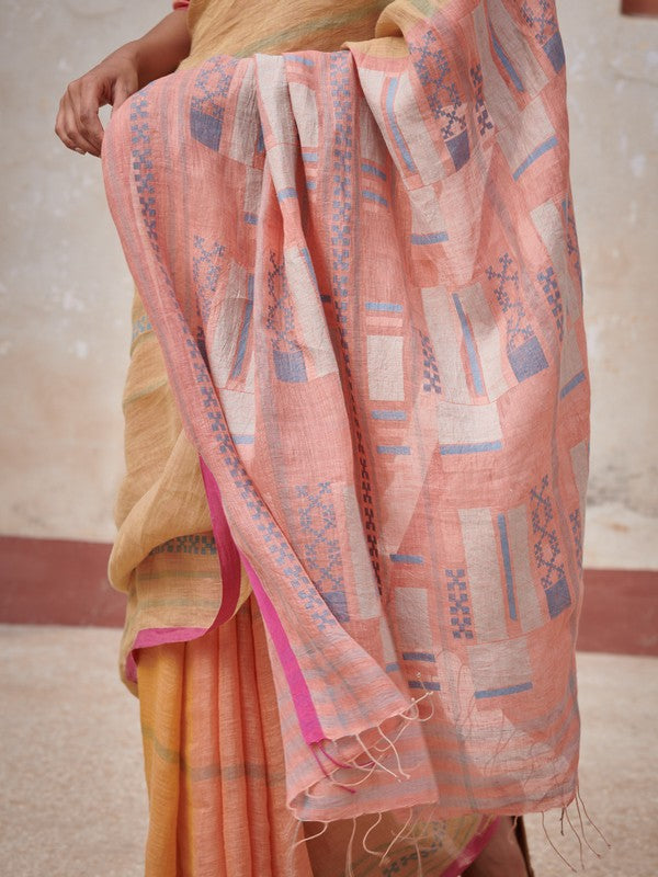 MANYA'  Linen Handloom Sari