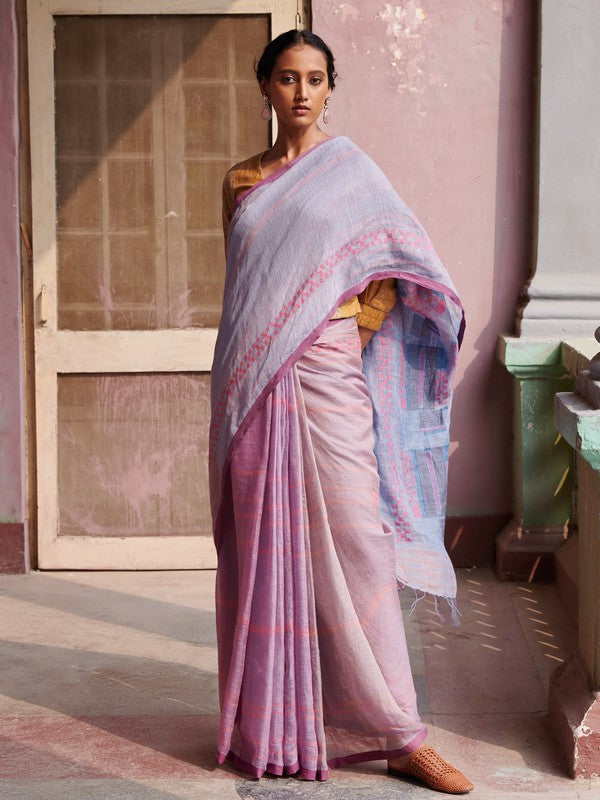 ARTI'  Jamdani Linen Handloom Sari