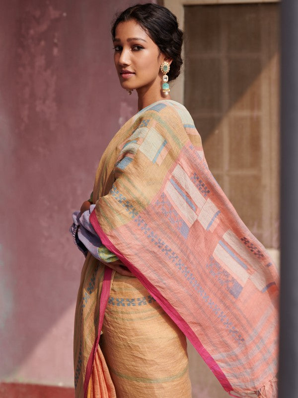 SAKSHI'  Linen Handloom Sari