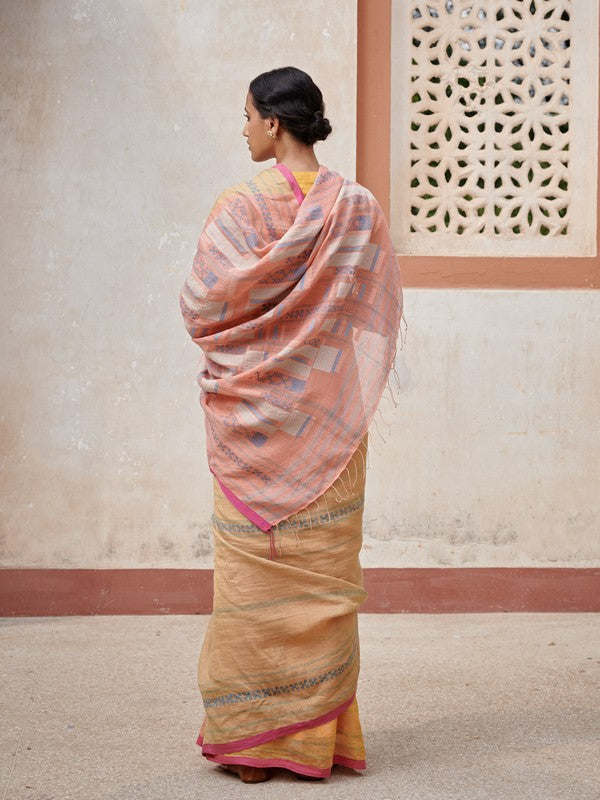 MANYA'  Linen Handloom Sari