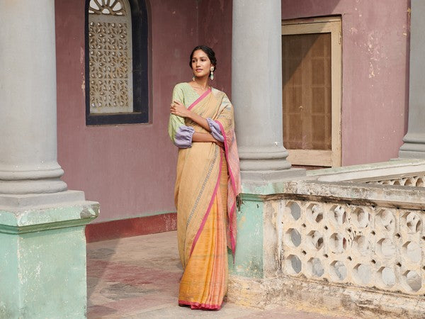 SAKSHI'  Linen Handloom Sari