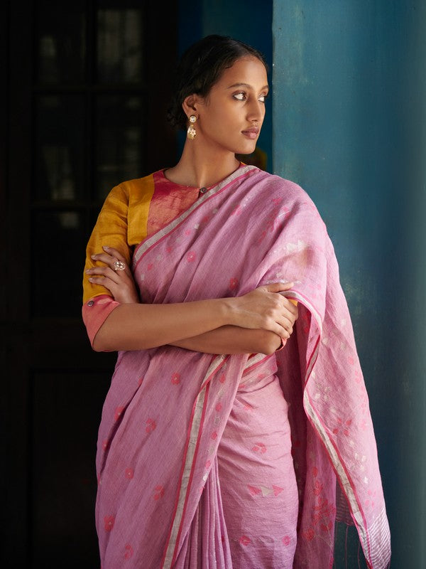 MASUMA'  Jamdani Linen Handloom Sari