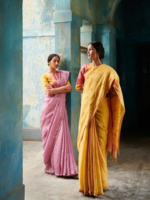 ALKA'  Jamdani Linen Handloom Sari