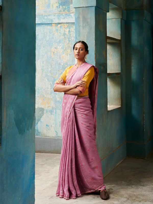 MASUMA'  Jamdani Linen Handloom Sari