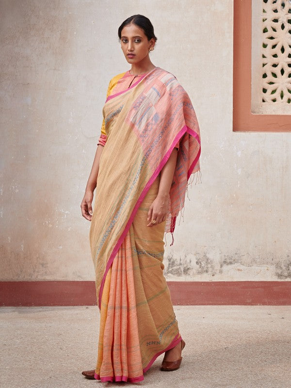 MANYA'  Linen Handloom Sari