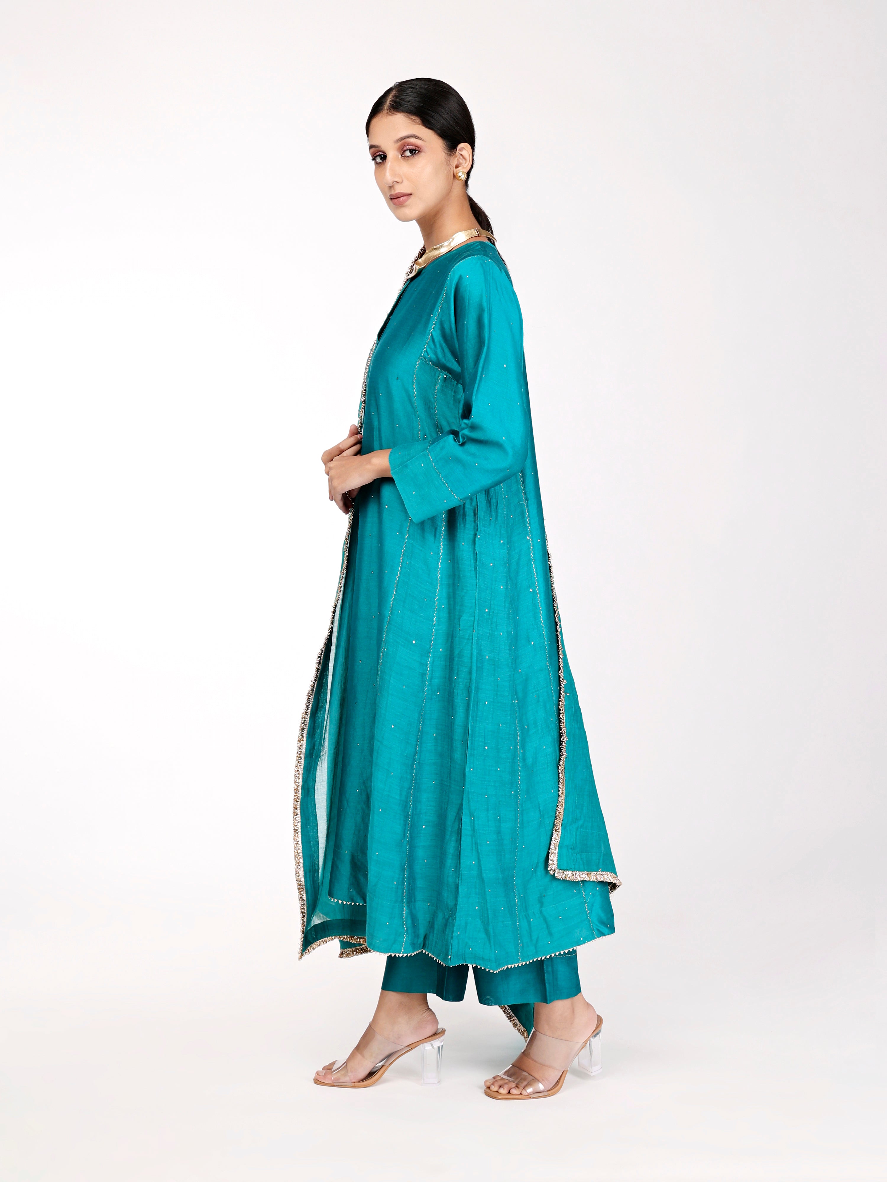 Blue Green Kurta Set