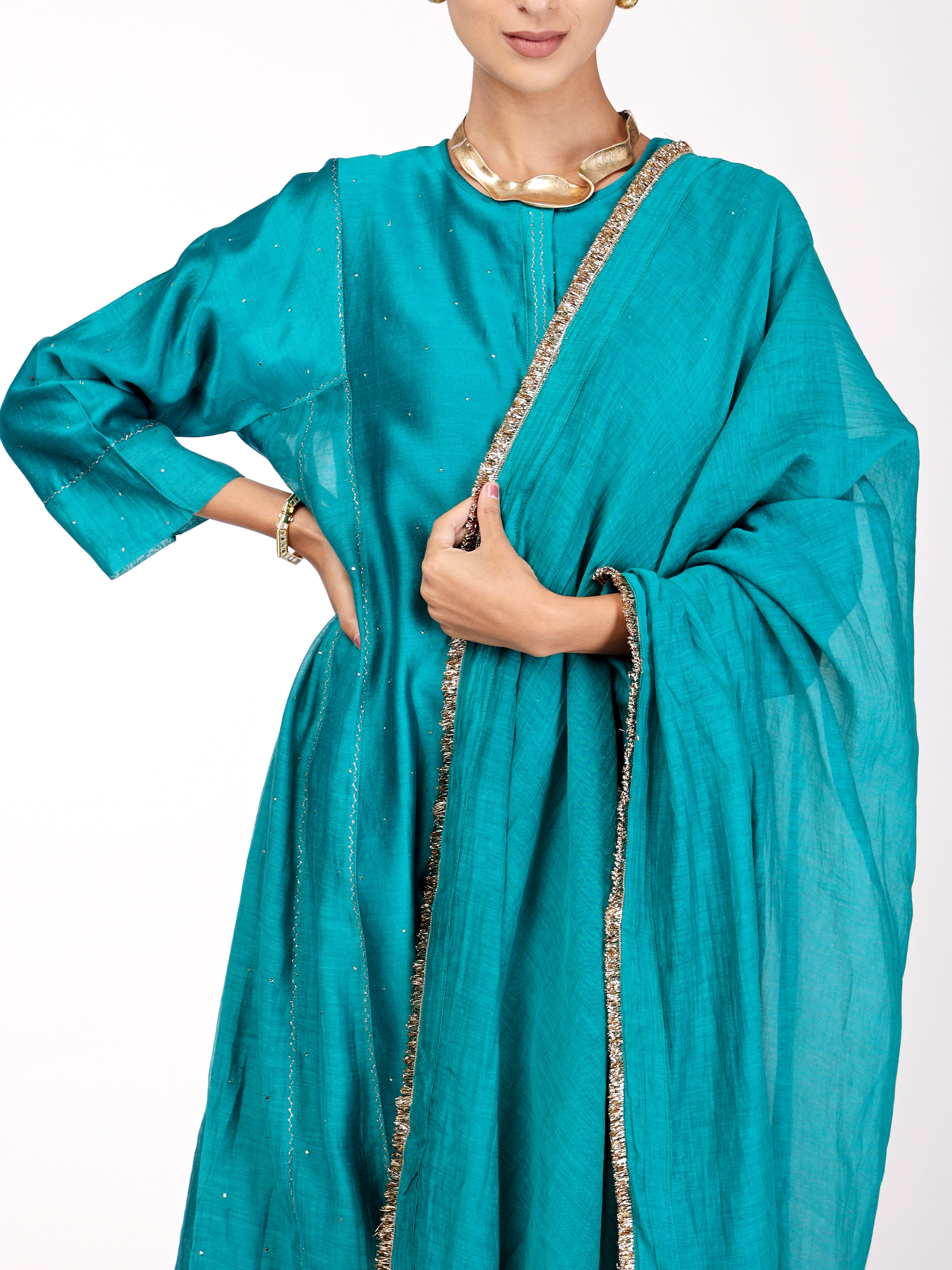 Blue Green Kurta Set