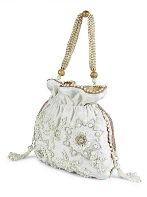 White pearly potli bag