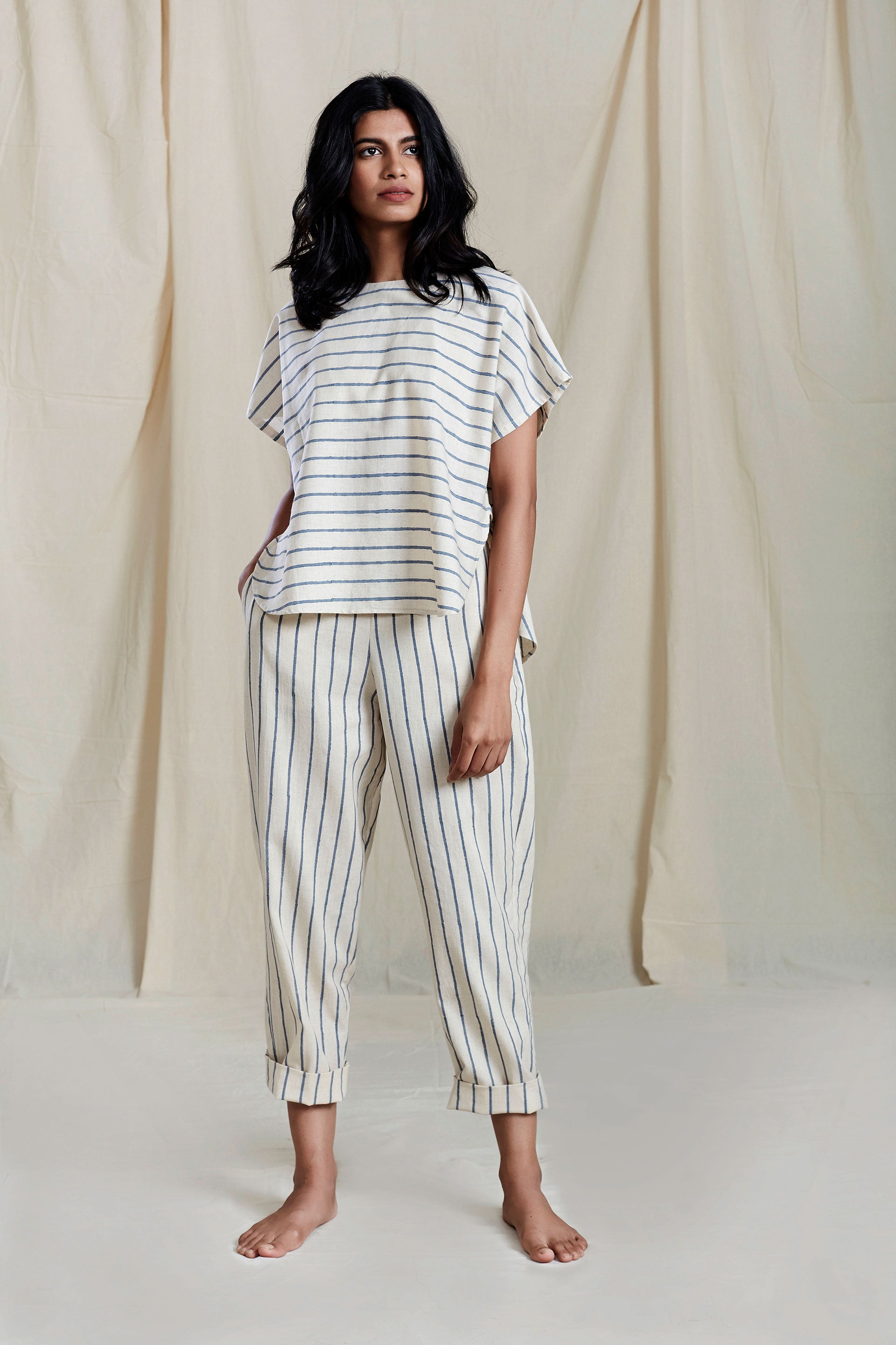 OATMEAL SE THIN STRIPE PANTS