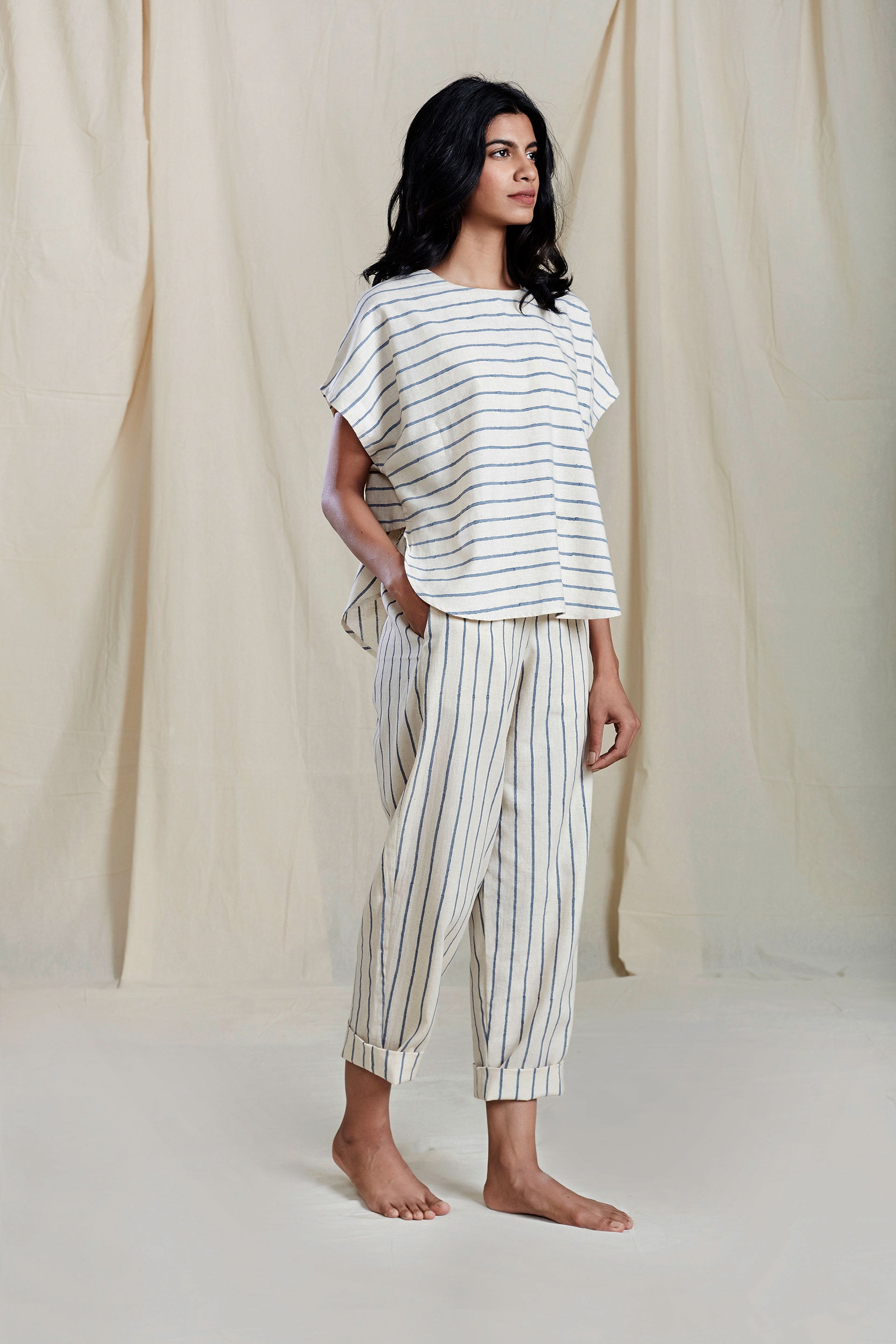 OATMEAL SE THIN STRIPE PANTS