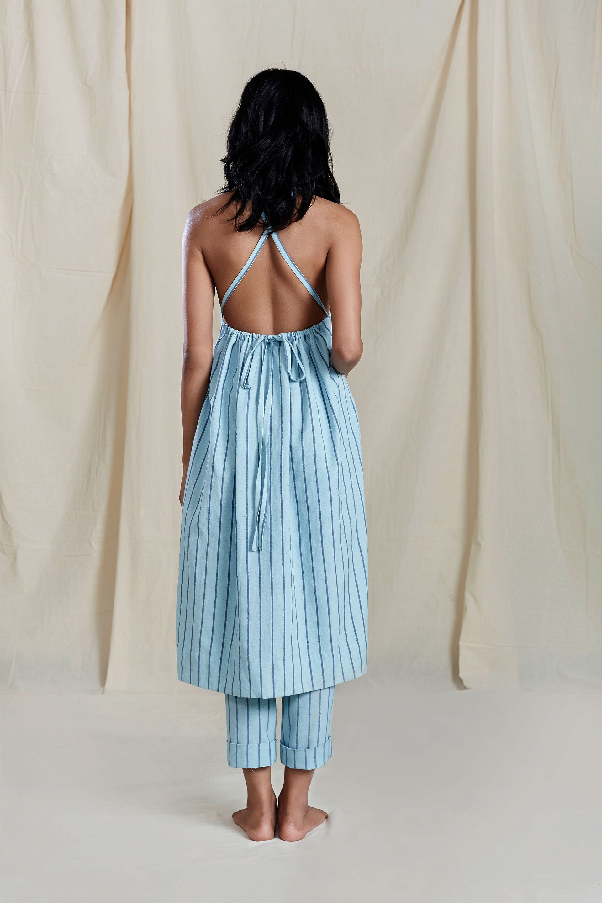 BLUE VAYA DRESS AND PANT SET