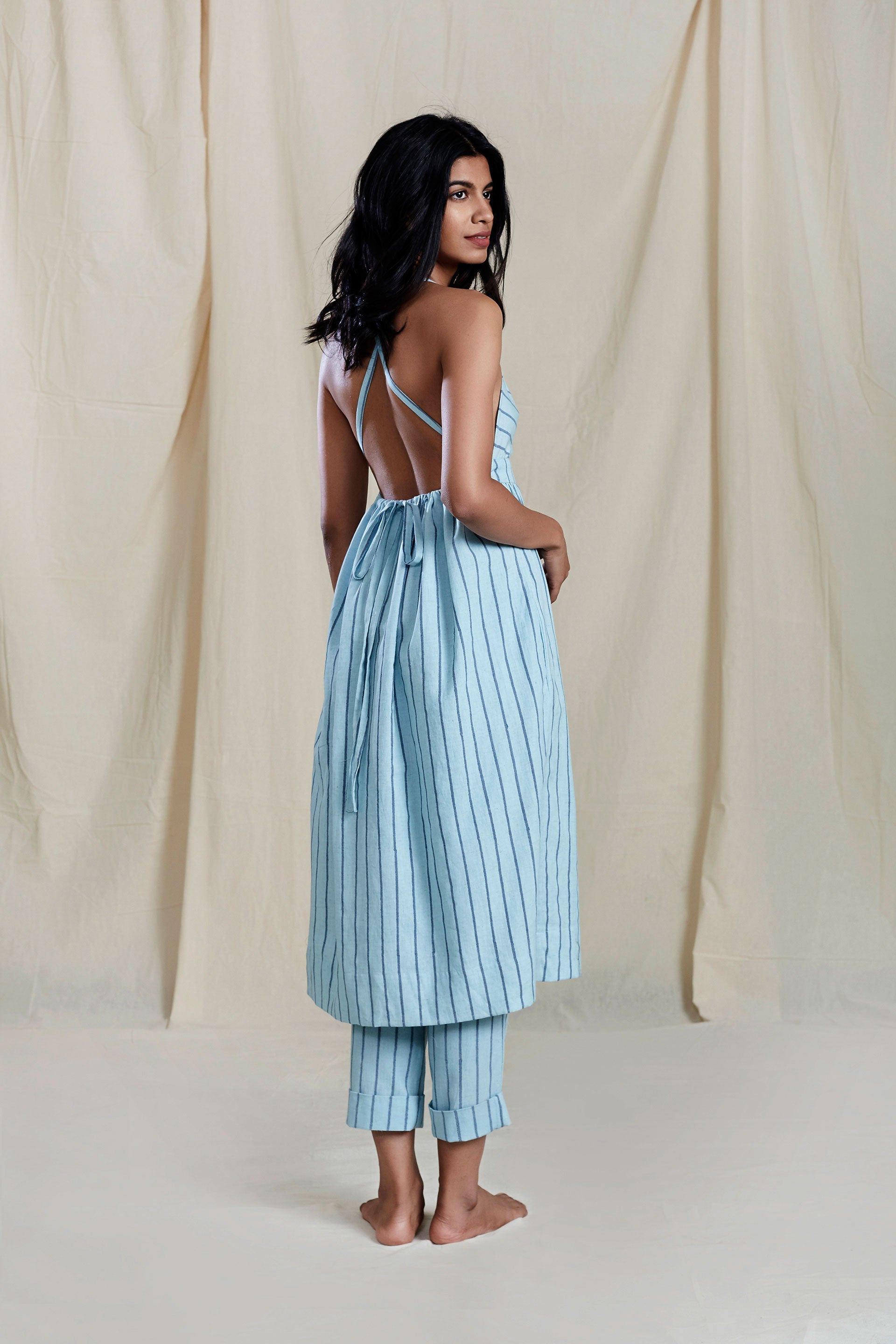 BLUE VAYA DRESS AND PANT SET