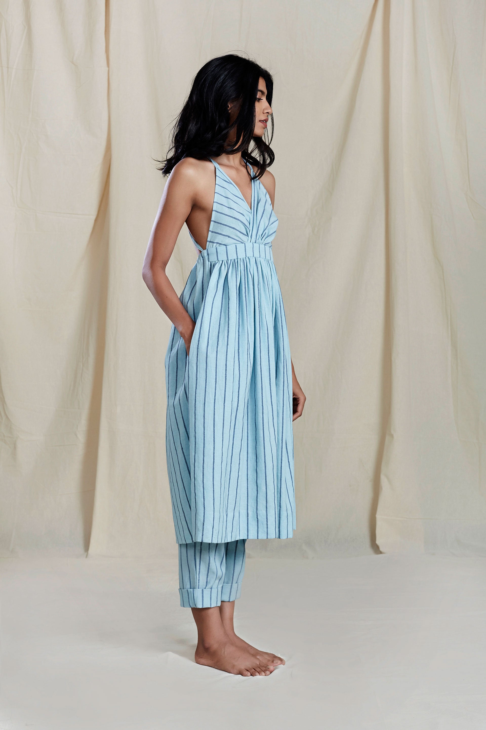 BLUE VAYA DRESS AND PANT SET