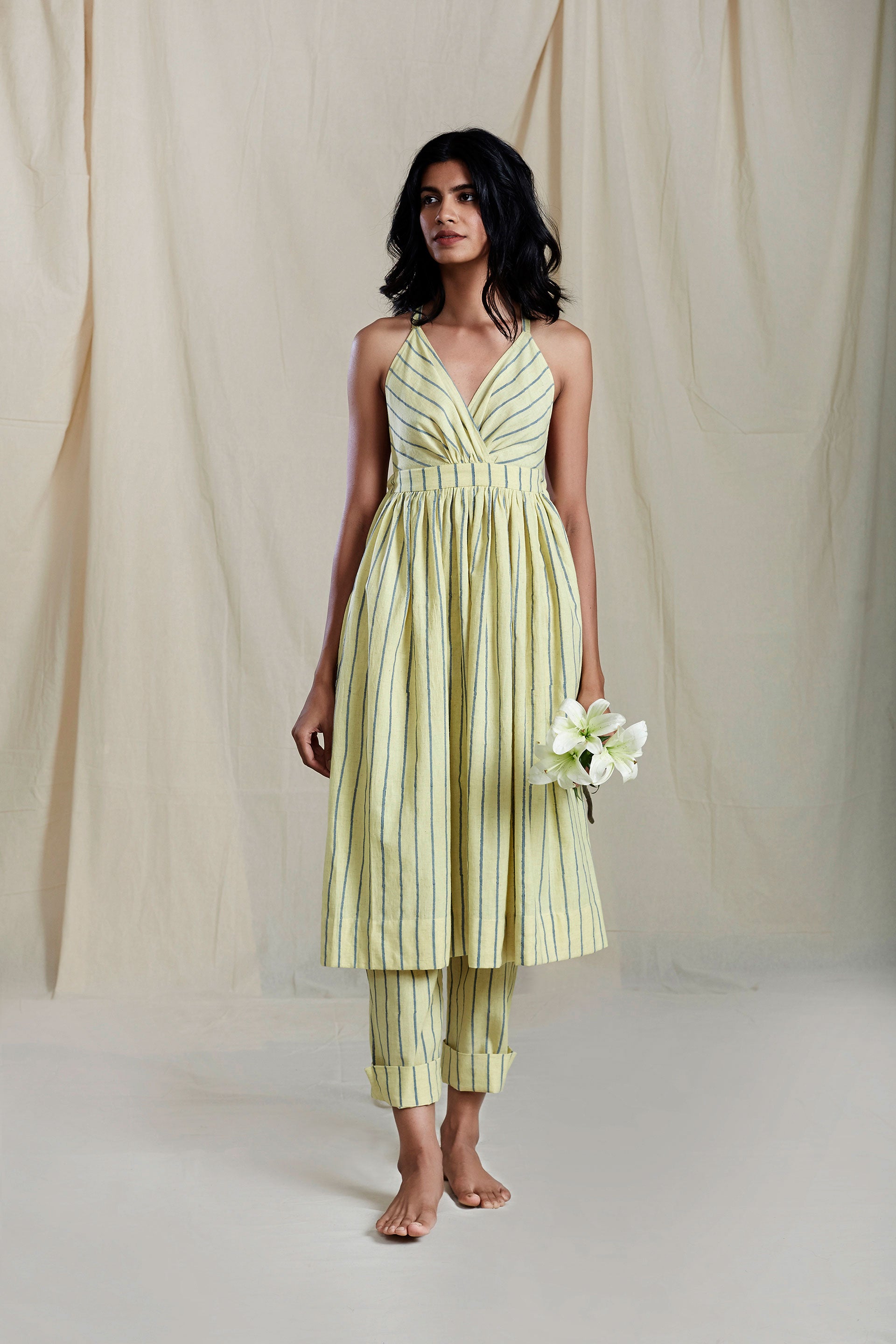 YELLOW VAYA DRESS AND PANT SET