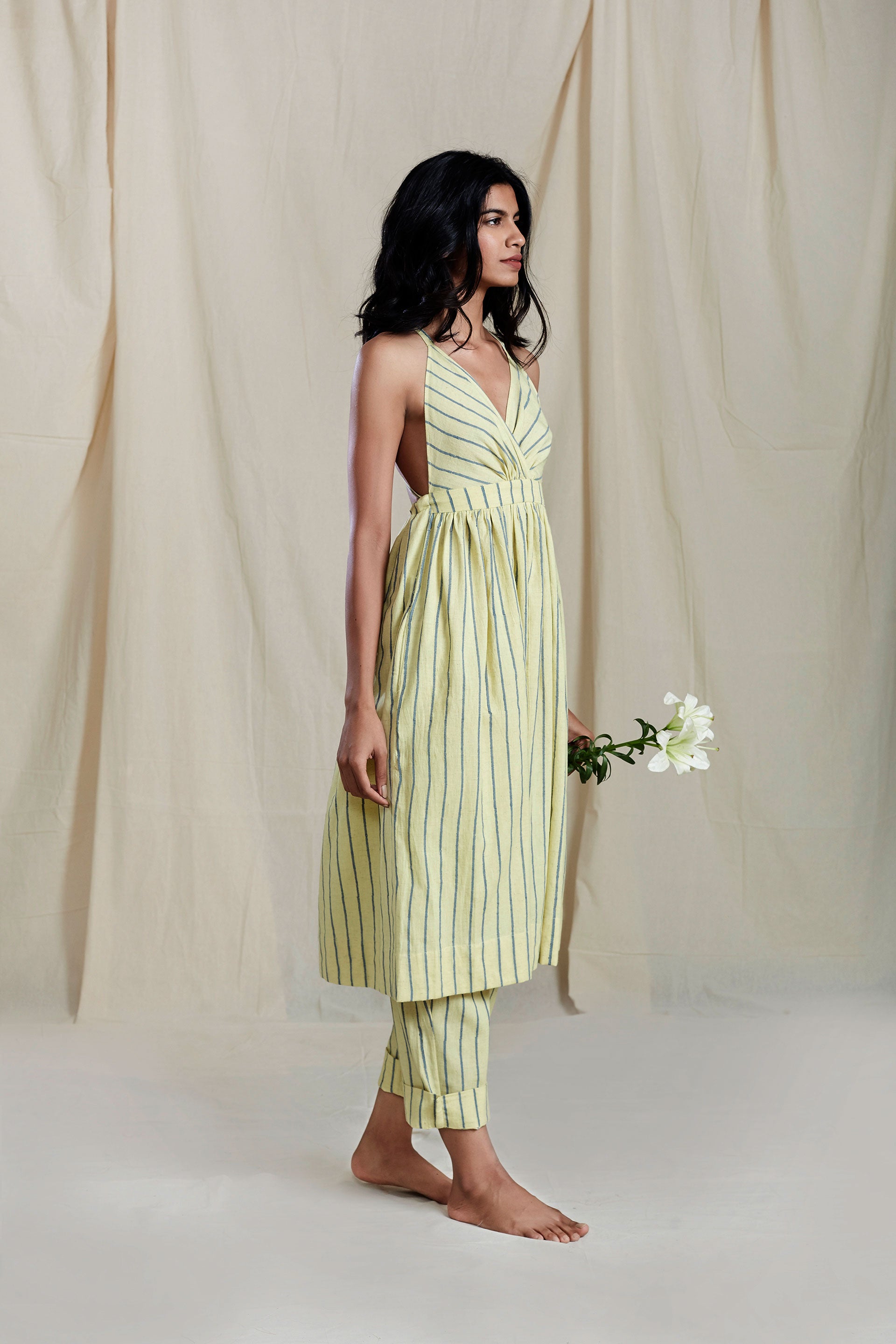 YELLOW VAYA DRESS AND PANT SET