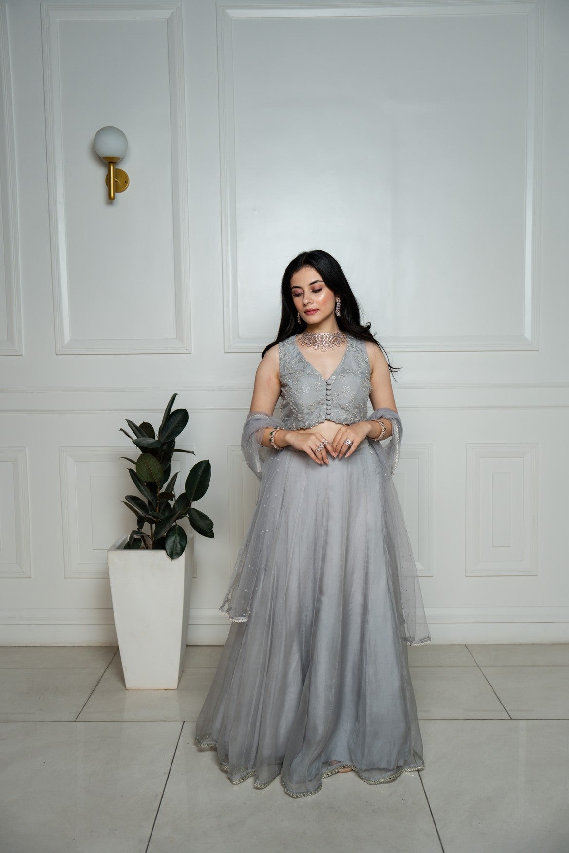 Grey Lehenga Set