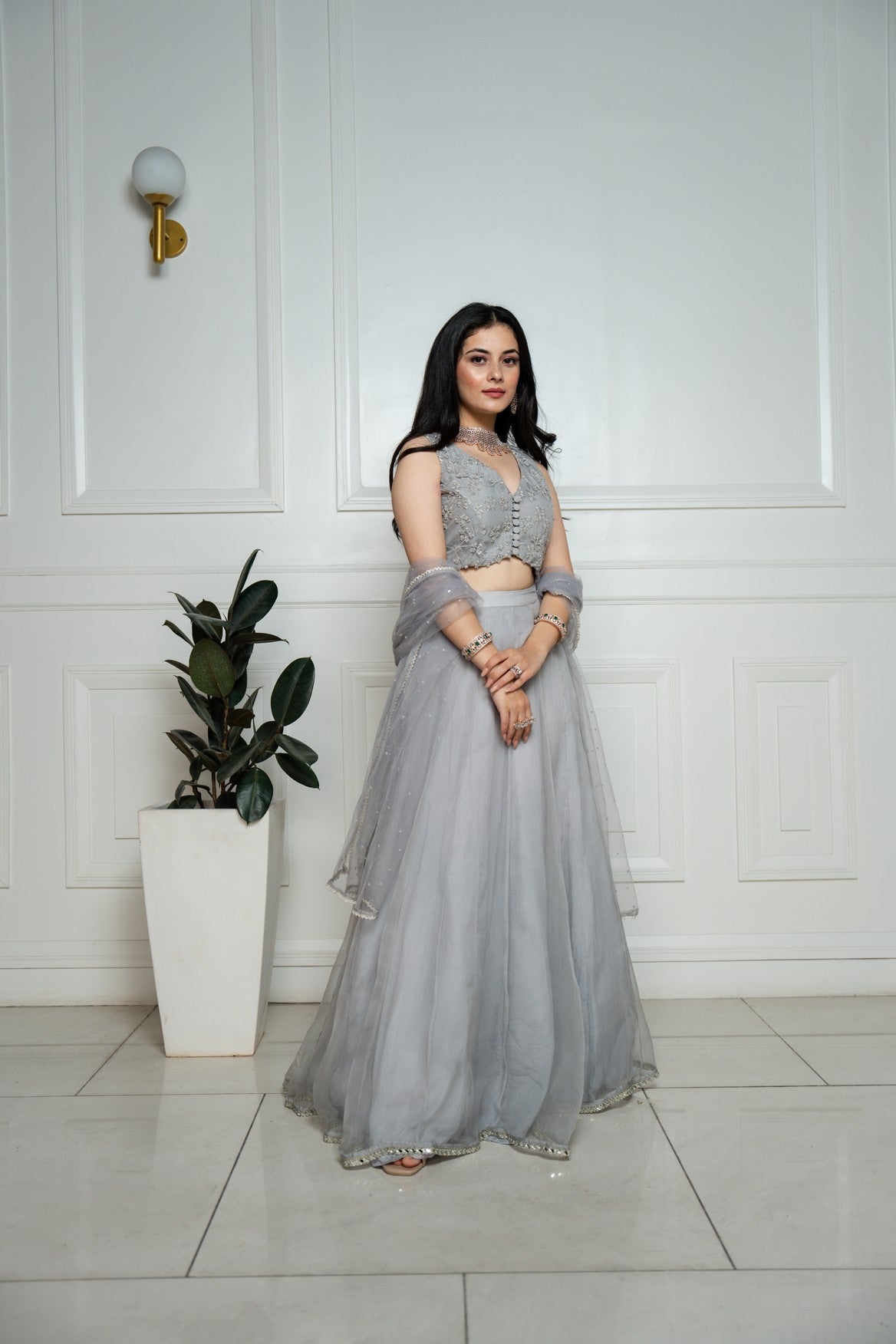 Grey Lehenga Set