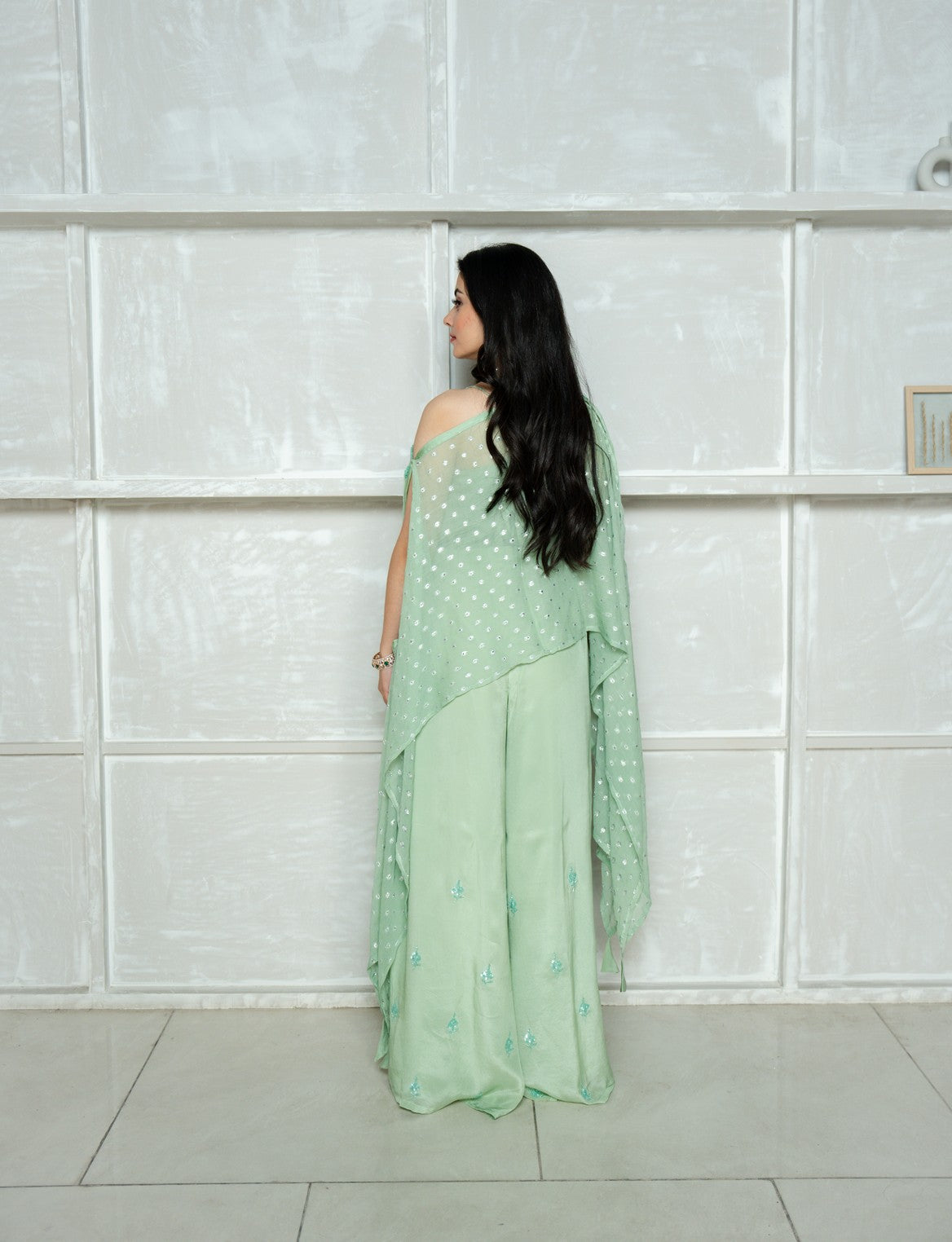 Mint Green Kaftan Sharara Set